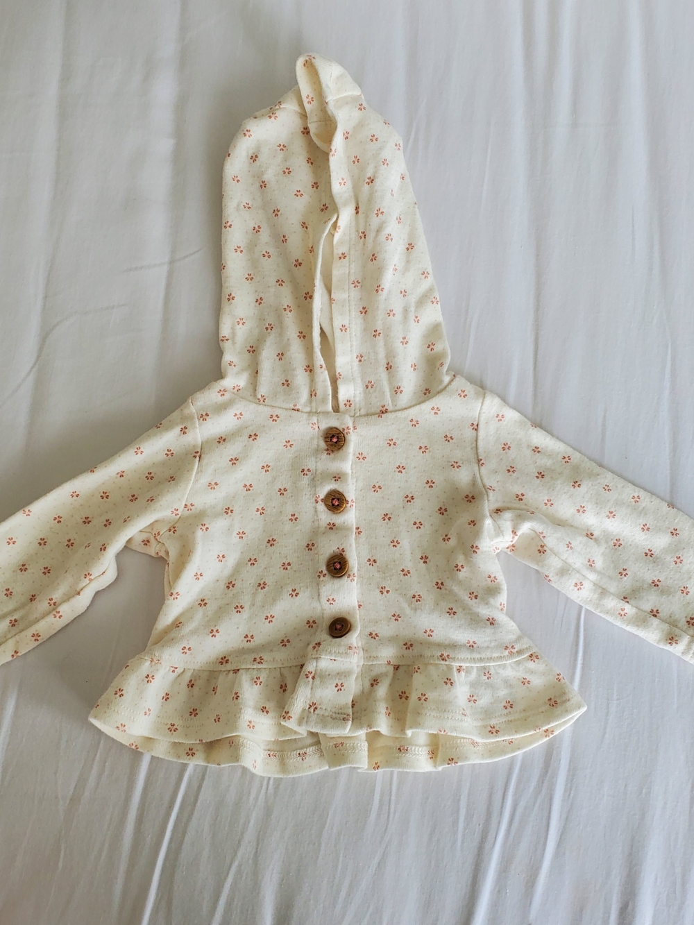 Carter's Cream and Light Pink Newborn Hooded Top with Floral Prints